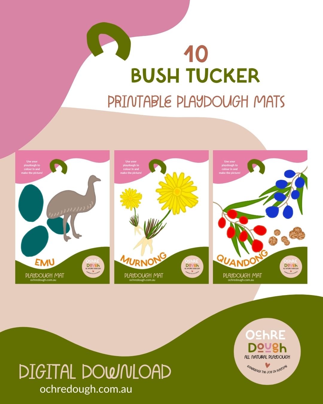 Bush Tucker Playdough Mats (Digital download)