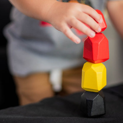 16-Piece Wooden Stacking Blocks (Aboriginal Flag Colours)