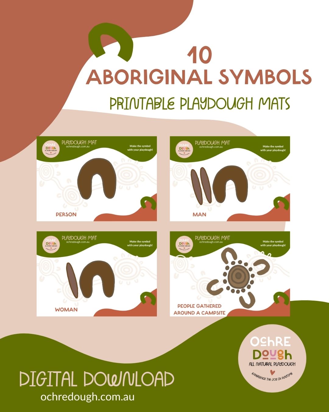 Aboriginal Symbols | 10 Playdough Mats (digital download, printable)