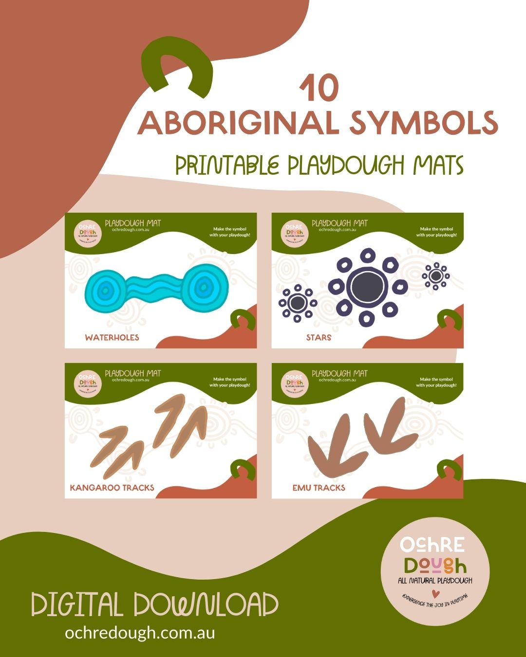 Aboriginal Symbols | 10 Playdough Mats (digital download, printable)