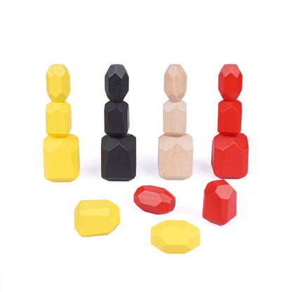 16-Piece Wooden Stacking Blocks (Aboriginal Flag Colours)