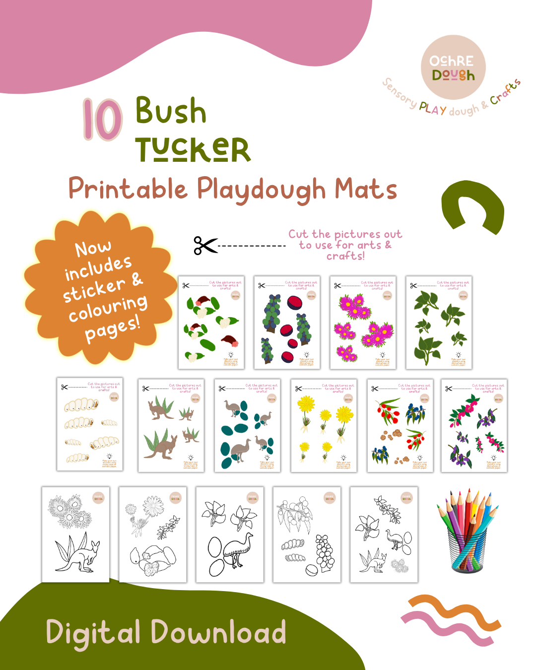 Bush Tucker Playdough Mats (Digital download)