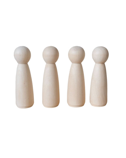 Set of 4 Wooden Peg Dolls (plain)